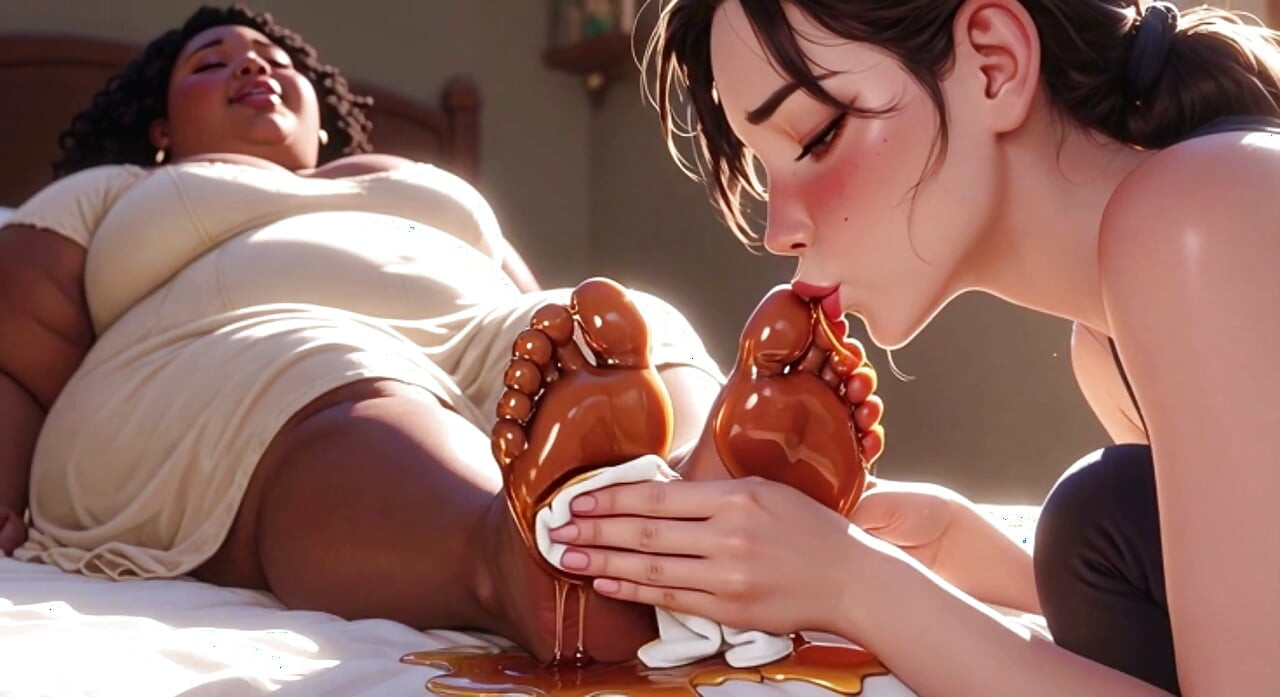 เท้าของ SSBBW อ้วน ๆ คอมพิเลชั่นการบูชาเท้า - ทาสผอม ๆ เลียเท้าใหญ่