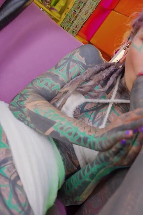 Tattoo Alternative Anal Sluts Share a Black Tattooed Cock