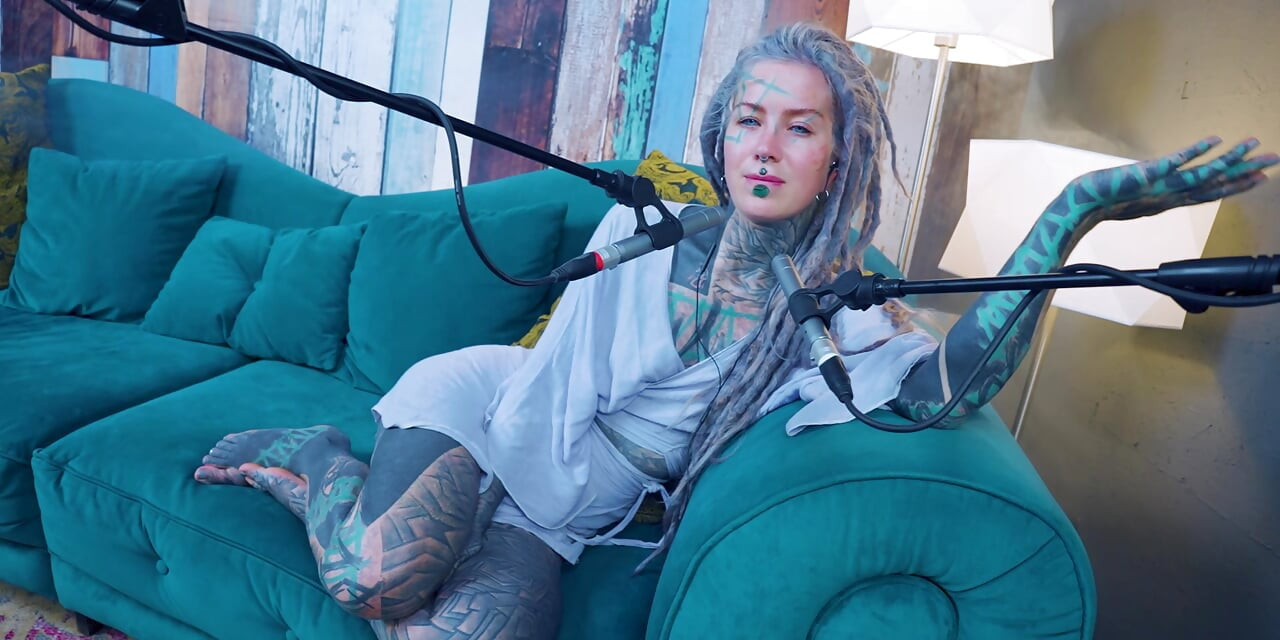 I talk about Y - YOU - ASMR podcast SFW talking goth skinny girl dreadlocks tattoo model inked girl