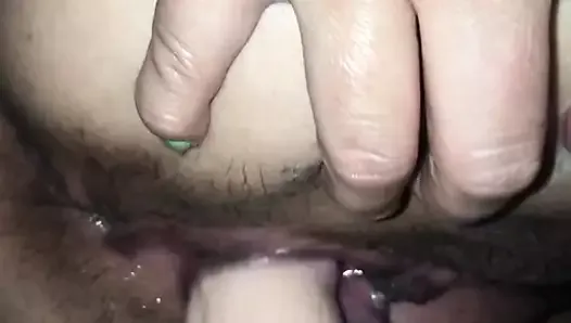 He fucks her hard with a fat dildo until she squirts and orgasms