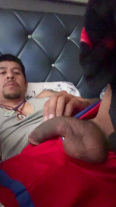 Masturbating in red shorts