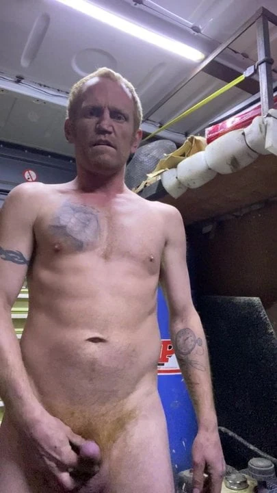 Gingerguy strips in work van