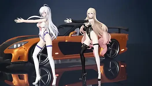 Chocolate Cream Duet Striptease; Black Stockings; White Stockings; Racing Leotards