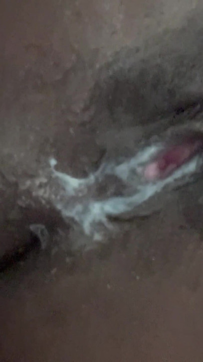 Ebony Creamy Cum and Self Degradation During Masturbation