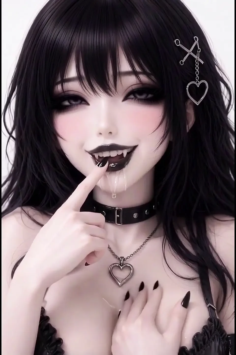 Hot 3d anime goth baddie fingering in white space
