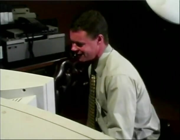 Hot Andrea Adams rides dude on office chair