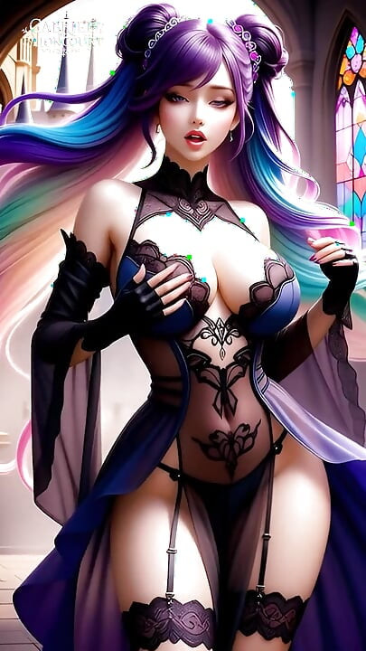 Hentai Gothic Girls with Dyed Hair Showing off Their Big Tits Full Movie