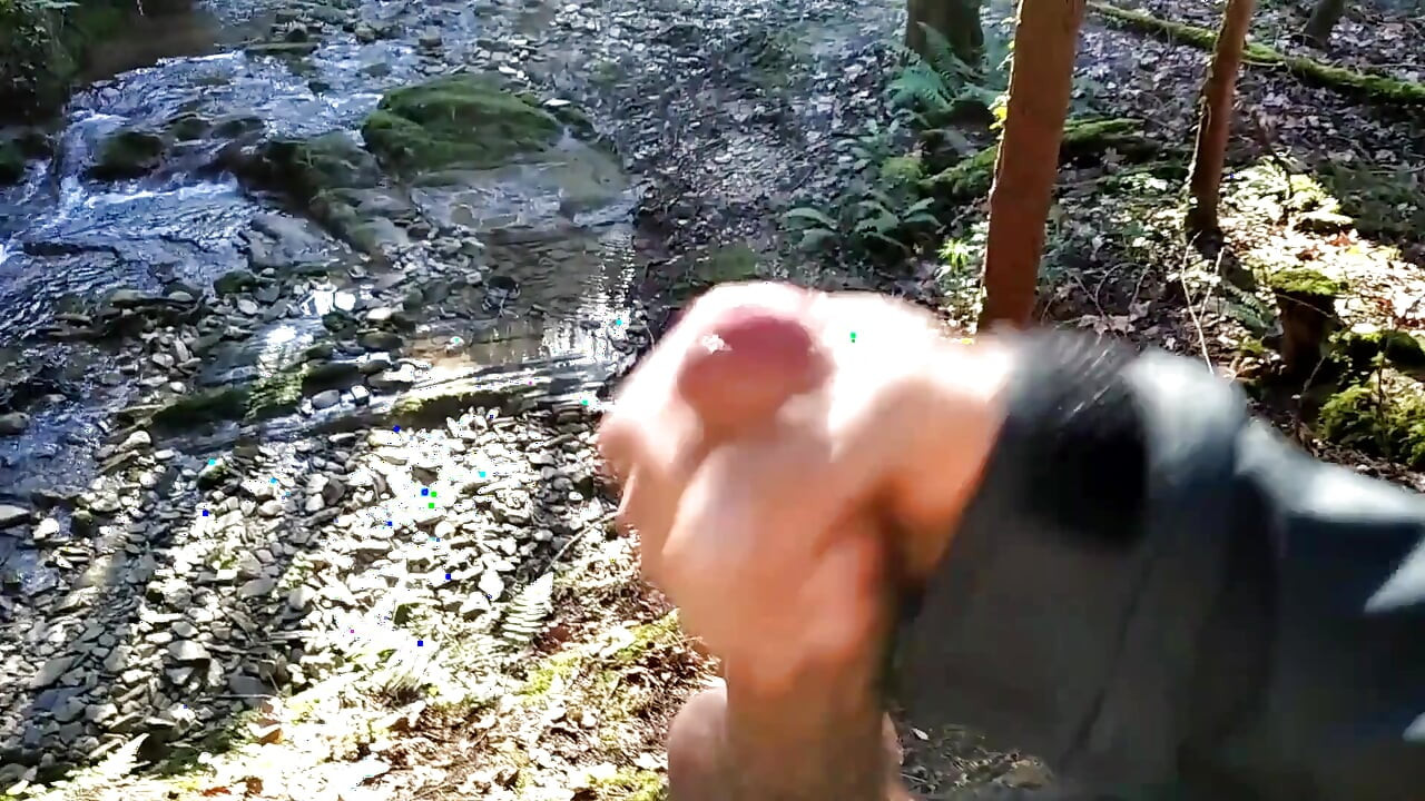 Dirty Handsome Boy Jerks His Delicious Big Cock in the Forest and the Tree Swallows His Cum