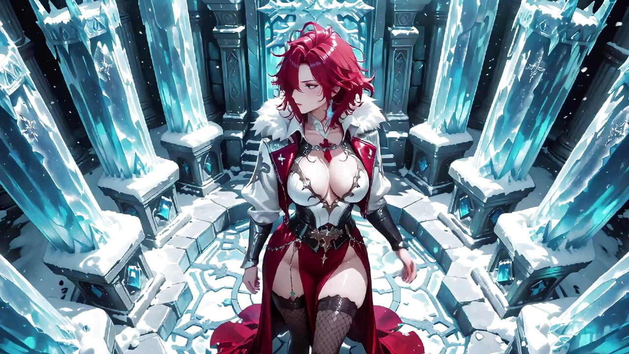 La hechicera pelirroja hace una entrada impresionante en el Salón de Cristal, con la túnica ligeramente abierta y el bastón golpeando de forma seductora.