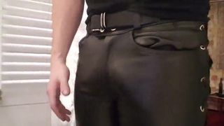 Pissing inside new leather pants