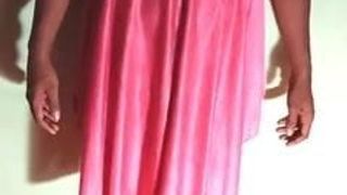 Silke satinrosa klänning