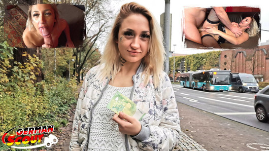 Scout allemand - Gina l&#39;adolescente se fait baiser par une pute pendant un casting de rue