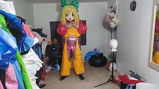 PVC cosplay Kigurumi bondage vibrator poging