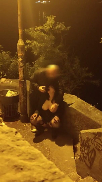 Big tits mother in law in hot lingeri humiliated outdoor with dildo and fat cock | Clip 1