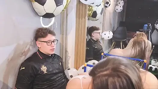Sweaty amateur sex: My stepbrother fucks me after playing football.