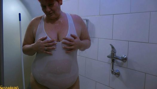 Annadevot - costume da bagno trasparente sotto la doccia