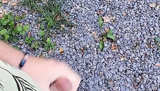 Risky handjob public