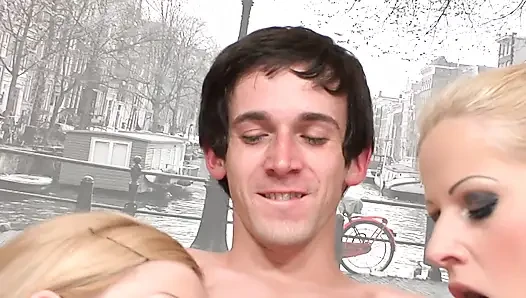 Hardcore bi foursome with two blondes and two studs