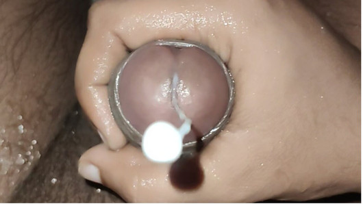 Horny Indian gay doing masterbate in bathroom and releasing thicky salty sperm