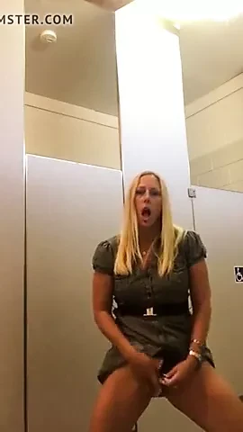 Milf Exibitionist Step Mom Faps in Public Bathroom