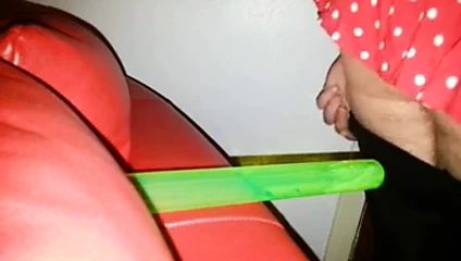 screwing my ass with my slutty red dress on