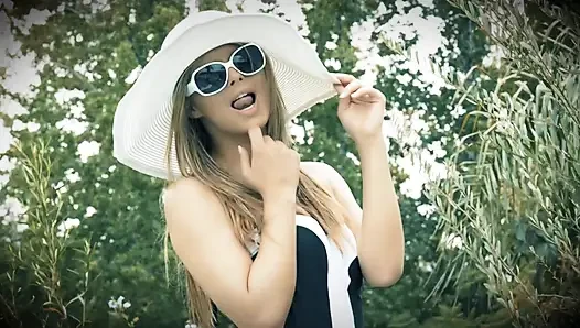 Hot blonde teen gets fucked outdoors