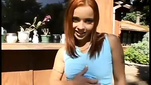 Blowbang with a redhead slut