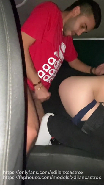 Epic moment from "Cruising uber driver bareback fucking young gay cums inside her cute ass, sex in the car outdoor creampie"