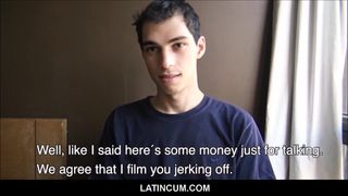 Magere amateur latino bezorger geld om vreemdeling te neuken