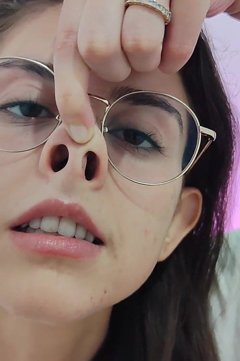 Nose Fetish Nostrils Pressing on My Nose Mouth Open Glasses