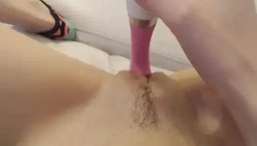 Selfie video : Girl has bought a new vibrator.