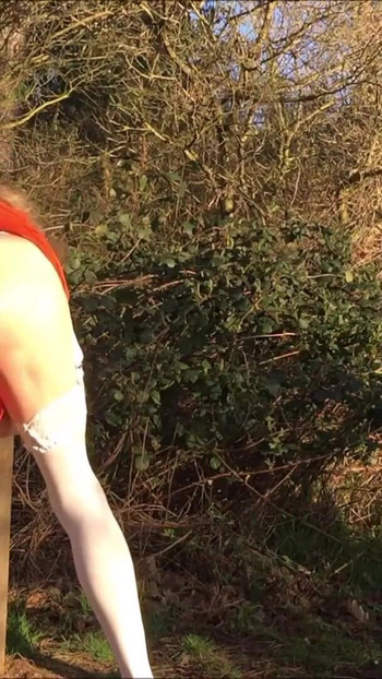 Unforgettable moment from "Tranny Crossdresser Outdoor Wanking in Lingerie"