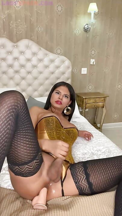 Trans Girl Masturbates with a Huge Dildo in Her Ass and Jerks off. Do You Want to See It?