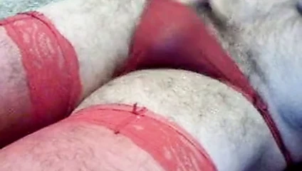 Red stockings and cum soaked thong
