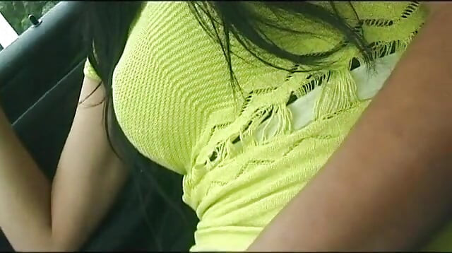 Young brunette flashing her pussy outdoor