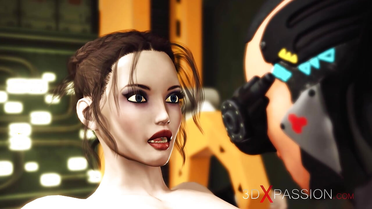 Busty Futa Sex Android with a Hude Dick Fucks Muscle Girl in the Lab