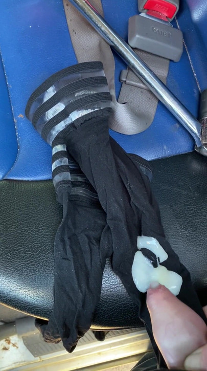 Wanking over nylon