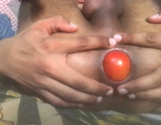 Indian Boy Takes Tomato In The Ass