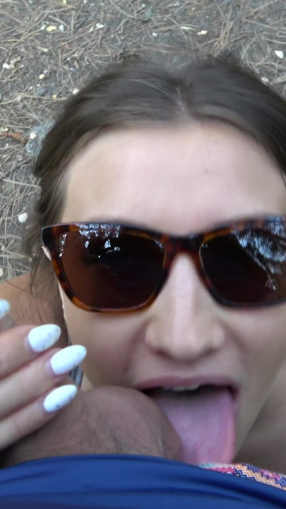 Man watching the girl as she practices yoga, public blowjob in a park, 4К!