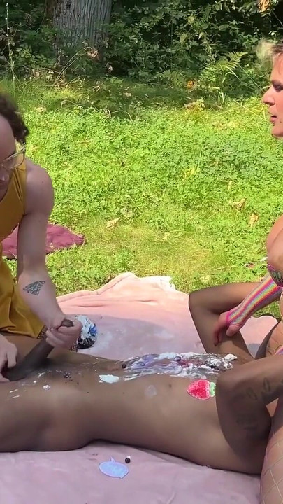 Epic moment from "Fruit Salad: A Queer Outdoor Picnic Orgy - Cliff Media"
