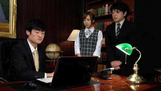 Slutty Japanese secretary enjoys a rough threesome in the of