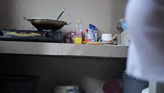 WATCH  WIFE IN SEXY WHITE DRESS   COOKING IN THE KITCHEN