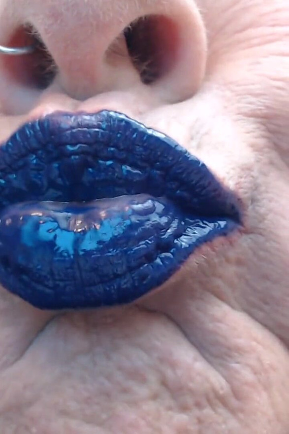Blue purple lip wand closeup duck