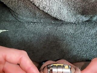 POV putting big dick in flat chastity cage with urethral plug Pt.1