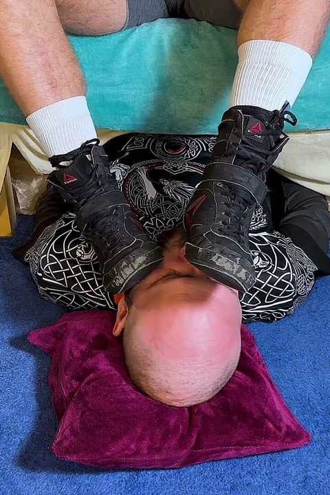 Unlaced Power Stripping Boxer Malek’s Boots for Sole Worship