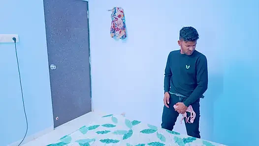 Sexy bhabhi caught her devar while he was masturbating with her bra