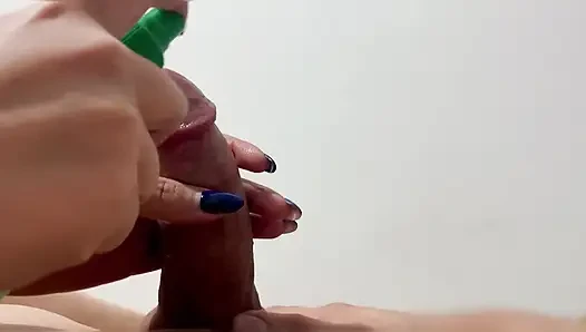 My Korean Stepmother Give Me Birthday Gift with Amazing Handjob with Cum Shut