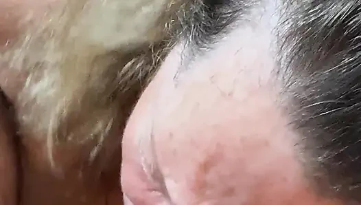 Ehefrau beginnt mit oral, endet mit ladung auf die muschi