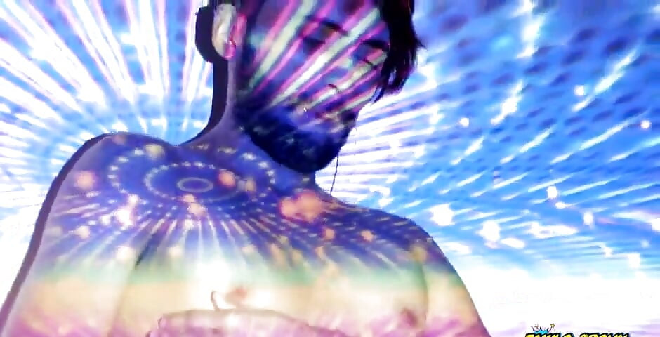 Jerking off my big uncut latino cock in space with fireworks cumshot