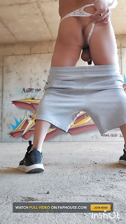 In a Thong Fingering Me Outdoors